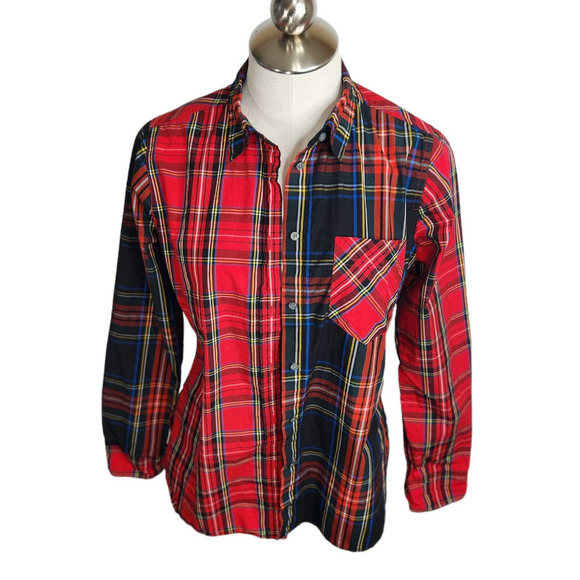 J. Crew Classic Fit Button Up Shirt Mixed Stewart Tartan Plaid Women's Size 6 - Picture 2 of 15